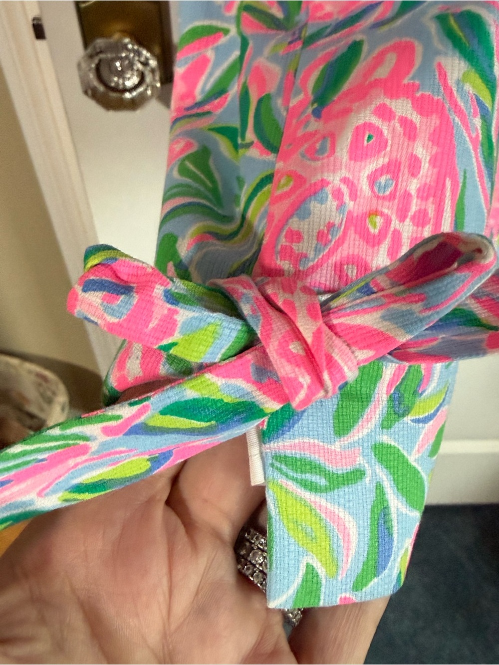 Lilly Pulitzer Pink & Green Floral Sleeveless Shift Dress 16 - Picture 3 of 5